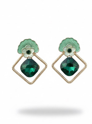 KarnikaShine Floral Charm Gold-Plated Crystal Drop Earrings Alloy Drops & Danglers