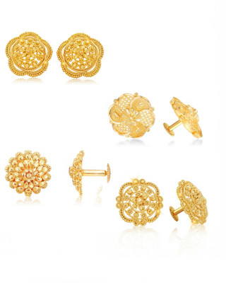 VIGHNAHARTA Traditional South Screw Back alloy 1 one gram gold plated wedding bridal Stylish fancy party wear everyday Ethnic Enamel Stud Earring Combo set For Women and Girls- (Sales Package- 4 pair Earring set) Alloy Earring Set