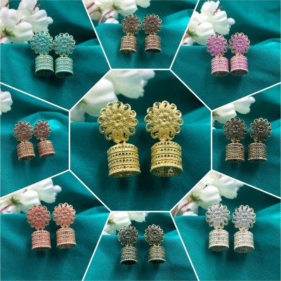 AMONROO Combo Earrings for women, Any Color Set of 9 earrings , jhumkies Alloy Jhumki Earring, Earring Set