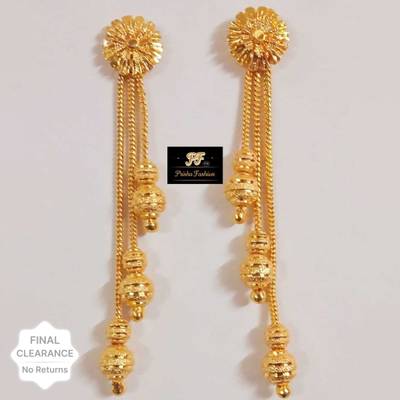 Prisha Fashion Sui Dhaga EarRing Sparkle (Looking Like Real Gold) Brass Drops & Danglers