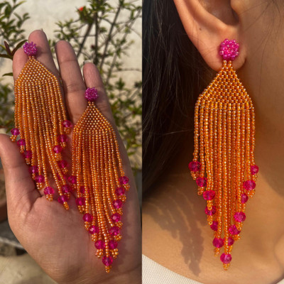 GLAMIFIED Orange Beads Earring Stone Plug Earring