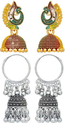 Raj And Deb Premium Silver Oxidiesd Pated Daily Wear Earrings For Daily Wear Alloy, Alloy Jhumki Earring
