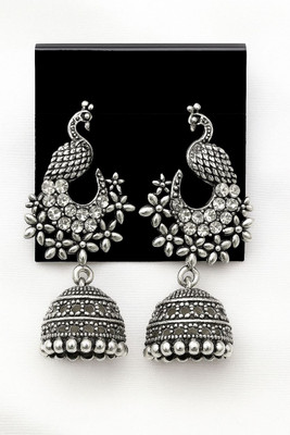 DANGAR ENTERPRISE Oxidized Silver Traditional Earrings | Ethnic Party Wear Jewellery Diamond Alloy Stud Earring, Drops & Danglers, Jhumki Earring