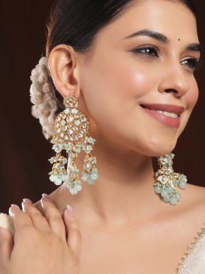 RUBANS 18K Gold Plated Cubic Zirconia Brass Chandbali Earring