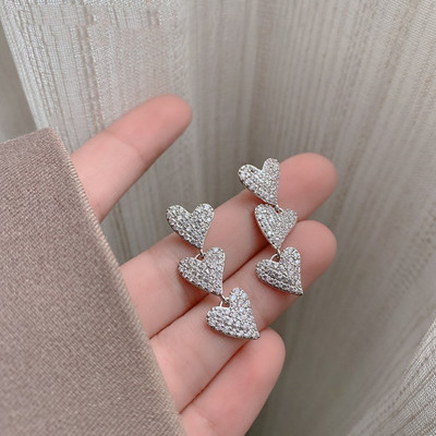 Aylana Exquisite Triple Heart Korean Drop n Dangler Rarrings Crystal Crystal Drops & Danglers