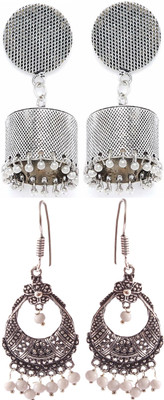 Haniya Oxidized Silver plated handmade Jhumka Jhumki Earrings German Silver, Alloy Jhumki Earring