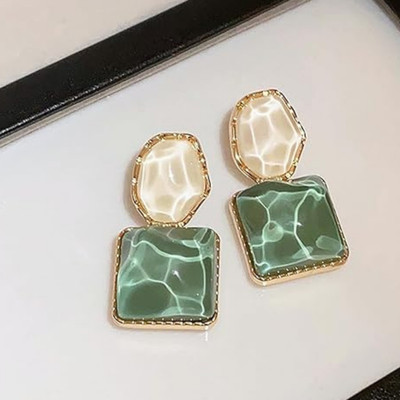 Sana creation Green Crystal Stone Korean Earrings For Women Girls Crystal Alloy Drops & Danglers