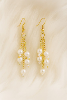 bfanci creations Pearl Beaded Chain Dangler Earrings for Women |Party Wear Jewellery (Pack of 1 ) Alloy Drops & Danglers, Ear Thread, Clip-on Earring, Earring Set