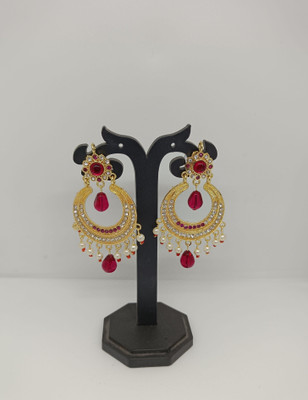 YOGITACREATIONS BEAUTIFUL RED RAJPUTI EARRING FOR GIRL'S WOMEN'S Beads Alloy Earring Set