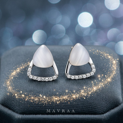 MAVRAA Mavraa Silver Triangle Stud Earrings for Women & Girls Alloy Stud Earring