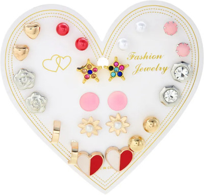 flavouredlove 12 pairs Combo Set Latest Stylish Earrings for Women and Girls Stainless Steel Earring Set