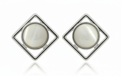 AARCHIS TRENDS Korean Design white stone earrings Stainless Steel Stud Earring