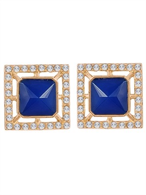Fashion Fusion Square Shaped Gold Pated With American Diamond Earrings For Women & Girls Cubic Zirconia Alloy Stud Earring