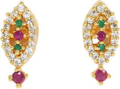 Dency Trendy Gold Plated Brass Earrings For Women and Girls Cubic Zirconia Brass Stud Earring