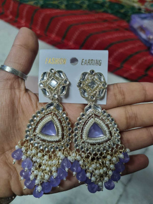 Ajtrends Traditional Kundan Style Party Wear Dangler Earrings Pearl Alloy Drops & Danglers