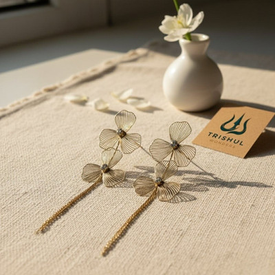 trishulwonders Golden Bloom Cascade Earrings Alloy Drops & Danglers