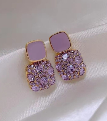 JRISSY Pink Square Cut Stud Earrings|Gifts for Girlfriend|Gift for Women & Girls Alloy Stud Earring