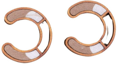 Whe Beige Compassion Upcycled Fabric and Repurposed Wood Earring Wood Ear Thread