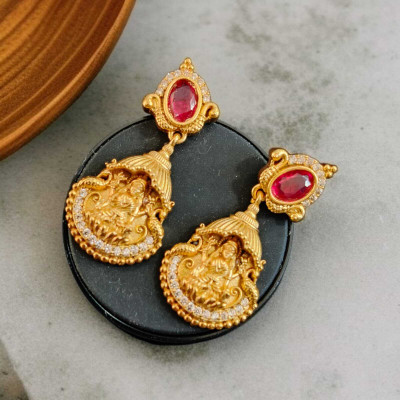 VRAJ FASHION JEWELLRY 1 Gram Gold Covering Small Dangler & American Earrings for women and girls. Cubic Zirconia Brass Jhumki Earring