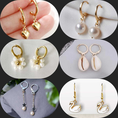 ELCETRATD JEWELLERY Shimmering beautiful pack of 6 earrings combo for women and girls Crystal Alloy Earring Set