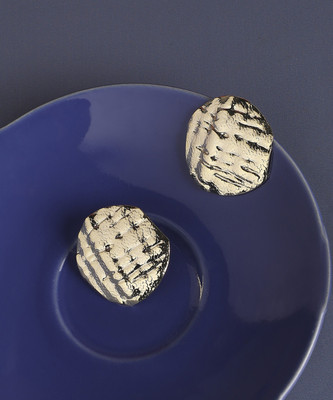 Dressberry Women's Dented Textured Circular Stud Earrings - Gold Alloy Stud Earring