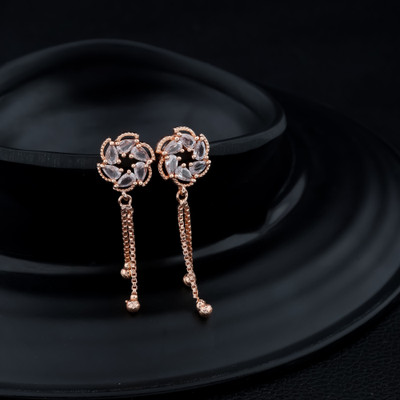 Temora Gold Plated Ltakan Earring Diamond Brass Drops & Danglers