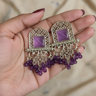 DANGAR ENTERPRISE Traditional Chandbalis Purple (Pack of 1) Alloy Jhumki Earring