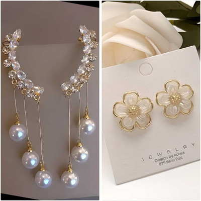 Zestapvt Korean Geometric Earring Set For Women and girls Alloy Clip-on Earring