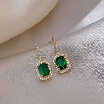 Aylana Emerald Green Crystal Drop Korean Earrings Cubic Zirconia, Crystal Alloy, Crystal Tassel Earring, Drops & Danglers