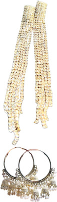 Hernger traders Longg_Errring01 & White_beads_s01_02 Cubic Zirconia Alloy Earring Set