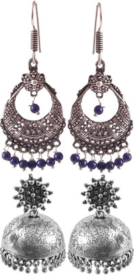 Haniya Oxidized Silver plated handmade Jhumka Jhumki Earrings German Silver, Alloy Jhumki Earring