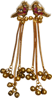 Sajobhi Kashmiri Bird Motif Stone Studded Earrings with Ghungroo Chains For Women Brass Drops & Danglers, Jhumki Earring