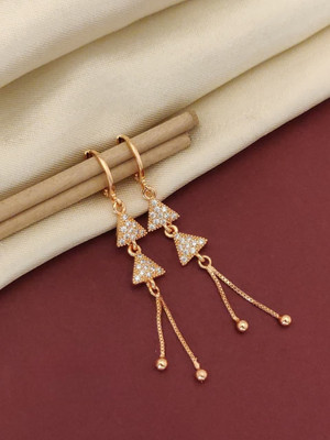 immitation Modern Geometric Drop Earrings with American Diamonds Metal Stud Earring