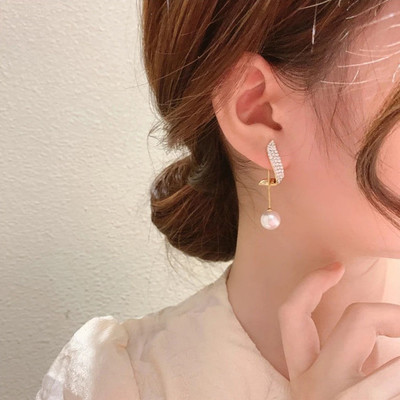 JDENTERPRISES Korean Studded Wing Pearl Tassel Drop Earrings For Women/Girls Cubic Zirconia Alloy Drops & Danglers