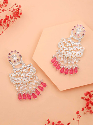 Alasca Silver Plated Earring for Women & Girls Diamond Brass Drops & Danglers