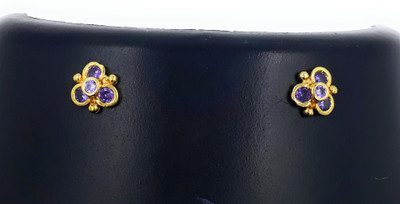 Anujeet Fashion Hub Gold Plated Covering 5 metal Impon AD Stone Floral Small Stud For Women/Girls Copper Stud Earring