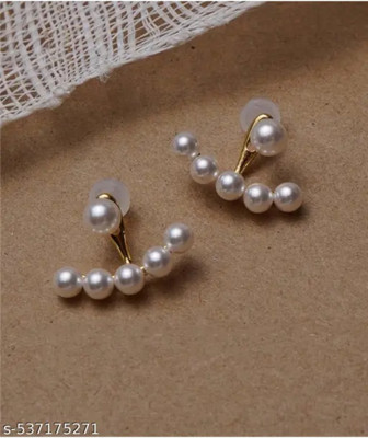 RISHASTYLE Gold plated and pearl earrings Zircon Alloy Stud Earring