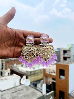 Hengar Traders Purple_Elephant-3 Cubic Zirconia Metal Earring Set