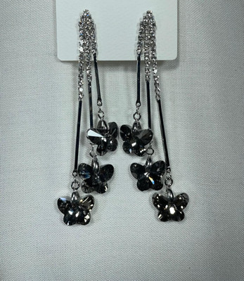 Sangam Divine butterfly crystal chain drop earrings Stainless Steel Hoop Earring