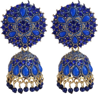 PRP Collections Traditional Ethnic Jhumki For Women & Girls Blue Color( PRPJ005) Pearl Brass Jhumki Earring, Chandbali Earring, Drops & Danglers, Stud Earring