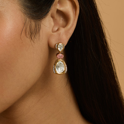 Kushal's Fashion Jewellery Green Victorian-Plated Ethnic Kundan Drop Earring Copper Drops & Danglers