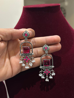 Mavya Ventures RJ-445 RED Brass Drops & Danglers