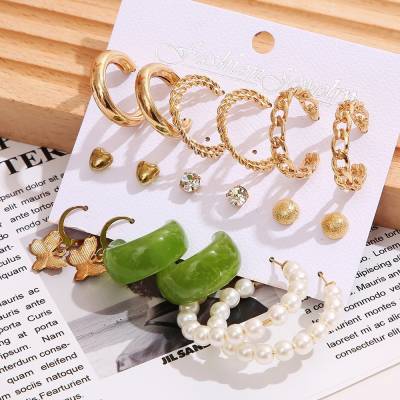 Vembley Vembley Fashion Pearl Studs and Hoop Earrings 9 Pair Combo for Women and Girls Alloy Hoop Earring
