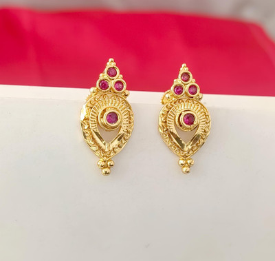 KAKOSHI IMITATION WOMEN EARRING Ruby Brass Stud Earring