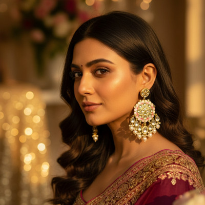 zoki Amaya Meenakari Jhaale Gold Stud Earring