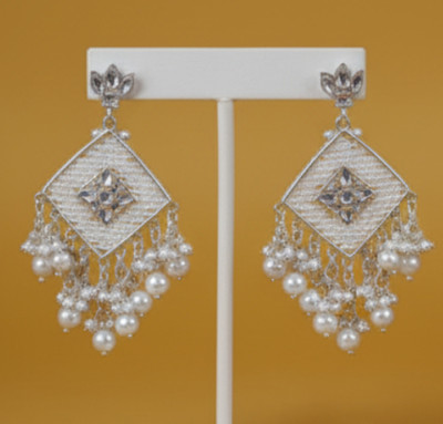 DHVANI Royal Grace Dangler Earrings Beads Alloy Chandbali Earring