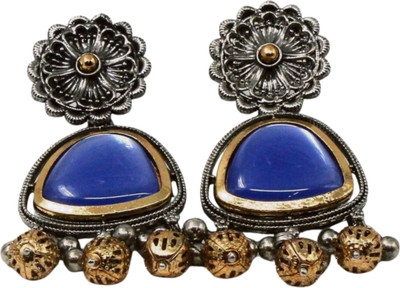 routica Artificial Stone Studded Contemporary Triangular Earings Brass Earring Set