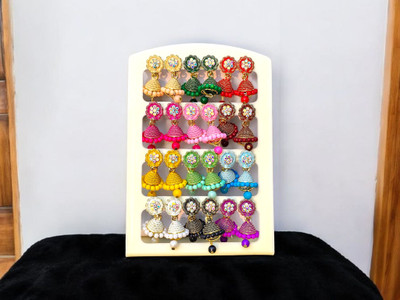 jhumkhas Traditional Multicolor Jhumka 12 Pair Combo pack For Women & Girls Beads Alloy Jhumki Earring