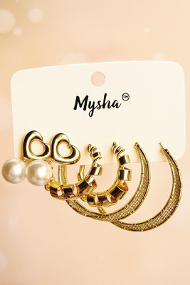 Beededamor Beededamor Elegant Gold Earring Set Alloy Stud Earring