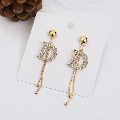 LC IMITATION Fashionable Latest Partywear Stylish Korean And Western Earrings Cubic Zirconia Brass Earring Set, Drops & Danglers, Rhinestone Studs, Tassel Earring